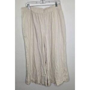 Naturals D&Co. Womens Tan Linen Blend Pants Size Large‎ Petite LP Beach Neutral